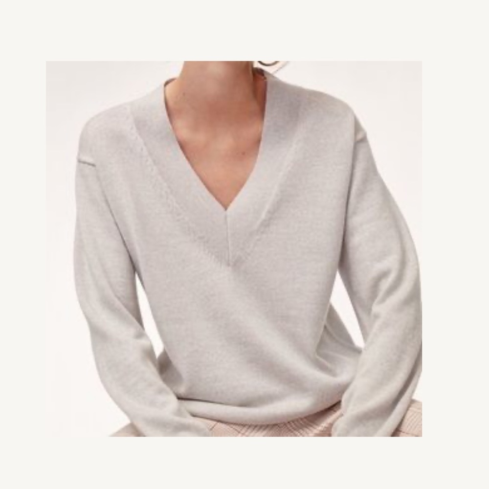 Aritzia NWOT Wilfred Devry Merino Wool Oversized V-Neck Knit Sweater